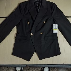 Karen Kane Black Tailored Blazer with Gold Accents